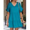 imageANRABESS Dresses for Women Summer 2025 V Neck Ruffle Sleeve A Line Tiered Flowy Casual Trendy Mini Beach Dress with PocketsLake Blue