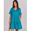 imageANRABESS Dresses for Women Summer 2025 V Neck Ruffle Sleeve A Line Tiered Flowy Casual Trendy Mini Beach Dress with PocketsLake Blue