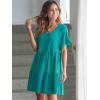 imageANRABESS Dresses for Women Summer 2025 V Neck Ruffle Sleeve A Line Tiered Flowy Casual Trendy Mini Beach Dress with PocketsLake Green