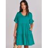 imageANRABESS Dresses for Women Summer 2025 V Neck Ruffle Sleeve A Line Tiered Flowy Casual Trendy Mini Beach Dress with PocketsLake Green