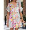 imageANRABESS Dresses for Women Summer 2025 V Neck Ruffle Sleeve A Line Tiered Flowy Casual Trendy Mini Beach Dress with PocketsMulticolour Floral