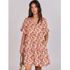 imageANRABESS Dresses for Women Summer 2025 V Neck Ruffle Sleeve A Line Tiered Flowy Casual Trendy Mini Beach Dress with PocketsOrange Floral