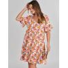 imageANRABESS Dresses for Women Summer 2025 V Neck Ruffle Sleeve A Line Tiered Flowy Casual Trendy Mini Beach Dress with PocketsOrange Floral
