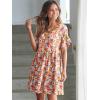 imageANRABESS Dresses for Women Summer 2025 V Neck Ruffle Sleeve A Line Tiered Flowy Casual Trendy Mini Beach Dress with PocketsOrange Floral