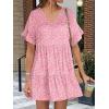 imageANRABESS Dresses for Women Summer 2025 V Neck Ruffle Sleeve A Line Tiered Flowy Casual Trendy Mini Beach Dress with PocketsPink Floral