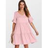 imageANRABESS Dresses for Women Summer 2025 V Neck Ruffle Sleeve A Line Tiered Flowy Casual Trendy Mini Beach Dress with PocketsPink Round Dot
