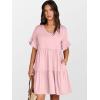 imageANRABESS Dresses for Women Summer 2025 V Neck Ruffle Sleeve A Line Tiered Flowy Casual Trendy Mini Beach Dress with PocketsPink Round Dot