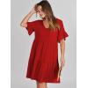 imageANRABESS Dresses for Women Summer 2025 V Neck Ruffle Sleeve A Line Tiered Flowy Casual Trendy Mini Beach Dress with PocketsRed