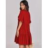 imageANRABESS Dresses for Women Summer 2025 V Neck Ruffle Sleeve A Line Tiered Flowy Casual Trendy Mini Beach Dress with PocketsRed