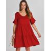 imageANRABESS Dresses for Women Summer 2025 V Neck Ruffle Sleeve A Line Tiered Flowy Casual Trendy Mini Beach Dress with PocketsRed