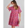 imageANRABESS Dresses for Women Summer 2025 V Neck Ruffle Sleeve A Line Tiered Flowy Casual Trendy Mini Beach Dress with PocketsRed Floral