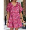 imageANRABESS Dresses for Women Summer 2025 V Neck Ruffle Sleeve A Line Tiered Flowy Casual Trendy Mini Beach Dress with PocketsRed Floral