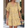 imageANRABESS Dresses for Women Summer 2025 V Neck Ruffle Sleeve A Line Tiered Flowy Casual Trendy Mini Beach Dress with PocketsYellow Red White Floral