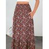 imageANRABESS Maxi Skirts for Women 2025 Summer Boho Long Flowy Floral Elastic High Waist Skirt Casual Travel Skirt with PocketsWhite Red Floral