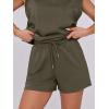 imageANRABESS Two Piece Sets for Women 2025 Summer Short Lounge Set Casual Beach Vacation Outfits Spring Sweatsuits TracksuitBrown Army Green