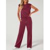 imageANRABESS Two Piece Sets for Women Summer Sleeveless Sweatsuits Wide Leg Casual Lounge Set Matching Vacation Travel OutfitsBurgundy