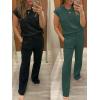 imageANRABESS Two Piece Sets for Women Summer Sleeveless Sweatsuits Wide Leg Casual Lounge Set Matching Vacation Travel OutfitsDeep Green