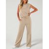 imageANRABESS Two Piece Sets for Women Summer Sleeveless Sweatsuits Wide Leg Casual Lounge Set Matching Vacation Travel OutfitsKhaki