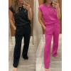 imageANRABESS Two Piece Sets for Women Summer Sleeveless Sweatsuits Wide Leg Casual Lounge Set Matching Vacation Travel OutfitsRose