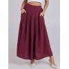 imageANRABESS Women ALine Pleated High Waist Maxi Skirt Full Ankle Length Flowy Swing Elegant Dressy Casual Work Long SkirtsRed
