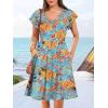 imageANRABESS Women Summer Casual 2025 Ruffle Sleeveless V Neck Short Sundress Flowy Aline Cute Beach Mini Dress with PocketsOrange Blue Patterned