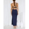 imageANRABESS Women Summer One Shoulder Sleeveless Maxi Dress Cutout Sexy Bodycon Semi Formal Dinner Date Vacation DressesNavy Blue