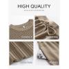 imageANRABESS Women Two Piece Outfits Crochet Sheer Knit Sweater Top Wide Leg Pants Lounge Matching Sets Sweatsuit Travel ClothesLight Brown
