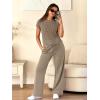 imageANRABESS Women Two Piece Outfits Crochet Sheer Knit Sweater Top Wide Leg Pants Lounge Matching Sets Sweatsuit Travel ClothesLight Brown
