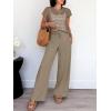 imageANRABESS Women Two Piece Outfits Crochet Sheer Knit Sweater Top Wide Leg Pants Lounge Matching Sets Sweatsuit Travel ClothesLight Brown
