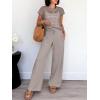 imageANRABESS Women Two Piece Outfits Crochet Sheer Knit Sweater Top Wide Leg Pants Lounge Matching Sets Sweatsuit Travel ClothesLight Khaki