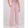imageANRABESS Women Two Piece Outfits Crochet Sheer Knit Sweater Top Wide Leg Pants Lounge Matching Sets Sweatsuit Travel ClothesLight Pink