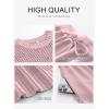 imageANRABESS Women Two Piece Outfits Crochet Sheer Knit Sweater Top Wide Leg Pants Lounge Matching Sets Sweatsuit Travel ClothesLight Pink