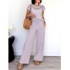 imageANRABESS Women Two Piece Outfits Crochet Sheer Knit Sweater Top Wide Leg Pants Lounge Matching Sets Sweatsuit Travel ClothesLight Purple