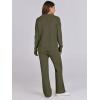imageANRABESS Women Two Piece Outfits Sweater Sets Lounge Waffle Knit Pullover Matching Wide Leg Pants Tracksuit 2025 Fall FashionArmy Green