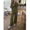 imageANRABESS Women Two Piece Outfits Sweater Sets Lounge Waffle Knit Pullover Matching Wide Leg Pants Tracksuit 2025 Fall FashionArmy Green