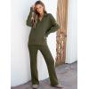 imageANRABESS Women Two Piece Outfits Sweater Sets Lounge Waffle Knit Pullover Matching Wide Leg Pants Tracksuit 2025 Fall FashionArmy Green