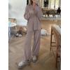 imageANRABESS Women Two Piece Outfits Sweater Sets Lounge Waffle Knit Pullover Matching Wide Leg Pants Tracksuit 2025 Fall FashionCamel