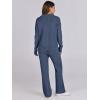 imageANRABESS Women Two Piece Outfits Sweater Sets Lounge Waffle Knit Pullover Matching Wide Leg Pants Tracksuit 2025 Fall FashionDeep Blue