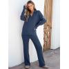 imageANRABESS Women Two Piece Outfits Sweater Sets Lounge Waffle Knit Pullover Matching Wide Leg Pants Tracksuit 2025 Fall FashionDeep Blue