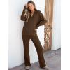 imageANRABESS Women Two Piece Outfits Sweater Sets Lounge Waffle Knit Pullover Matching Wide Leg Pants Tracksuit 2025 Fall FashionDeep Brown