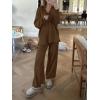 imageANRABESS Women Two Piece Outfits Sweater Sets Lounge Waffle Knit Pullover Matching Wide Leg Pants Tracksuit 2025 Fall FashionDeep Brown