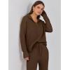 imageANRABESS Women Two Piece Outfits Sweater Sets Lounge Waffle Knit Pullover Matching Wide Leg Pants Tracksuit 2025 Fall FashionDeep Brown