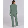 imageANRABESS Women Two Piece Outfits Sweater Sets Lounge Waffle Knit Pullover Matching Wide Leg Pants Tracksuit 2025 Fall FashionGreen