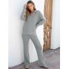 imageANRABESS Women Two Piece Outfits Sweater Sets Lounge Waffle Knit Pullover Matching Wide Leg Pants Tracksuit 2025 Fall FashionGrey