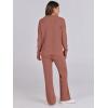 imageANRABESS Women Two Piece Outfits Sweater Sets Lounge Waffle Knit Pullover Matching Wide Leg Pants Tracksuit 2025 Fall FashionRust