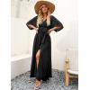 imageANRABESS Womens 12 Sleeve Beach Wedding Guest Maxi Dresses 2025 Fall Wrap V Neck Boho Floral Flowy Slit Long Summer DressesBlack