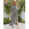 imageANRABESS Womens 12 Sleeve Beach Wedding Guest Maxi Dresses 2025 Fall Wrap V Neck Boho Floral Flowy Slit Long Summer DressesFloral Black White
