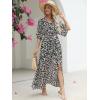 imageANRABESS Womens 12 Sleeve Beach Wedding Guest Maxi Dresses 2025 Fall Wrap V Neck Boho Floral Flowy Slit Long Summer DressesFloral Black White
