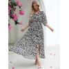 imageANRABESS Womens 12 Sleeve Beach Wedding Guest Maxi Dresses 2025 Fall Wrap V Neck Boho Floral Flowy Slit Long Summer DressesFloral Black White