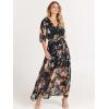 imageANRABESS Womens 12 Sleeve Beach Wedding Guest Maxi Dresses 2025 Fall Wrap V Neck Boho Floral Flowy Slit Long Summer DressesFloral Black Yellow